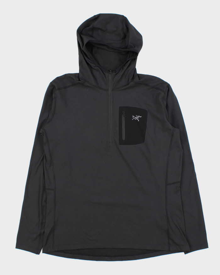 Arc'teryx Black Hooded Quarter Zip Pullover - L