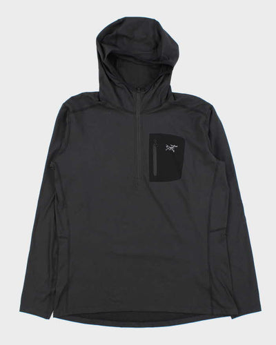 Arc'teryx Black Hooded Quarter Zip Pullover - L