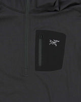 Arc'teryx Black Hooded Quarter Zip Pullover - L