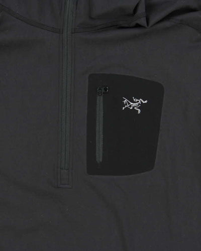 Arc'teryx Black Hooded Quarter Zip Pullover - L