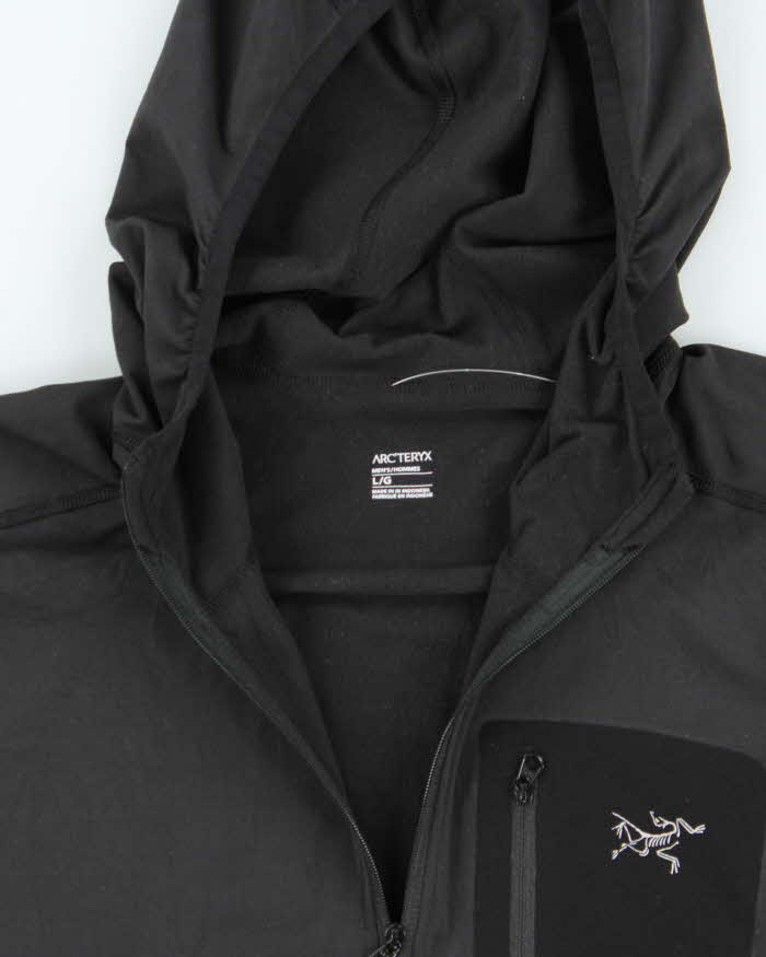 Arc'teryx Black Hooded Quarter Zip Pullover - L