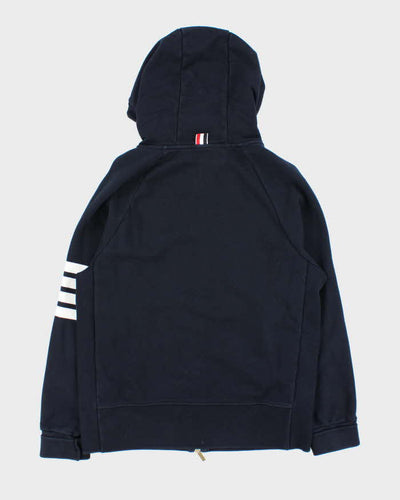 TB Thom Browne Navy Four Stripe Zip Up Hoodie - L