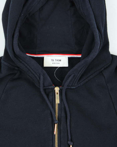 TB Thom Browne Navy Four Stripe Zip Up Hoodie - L