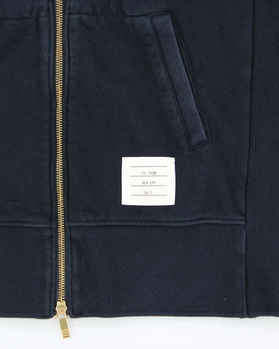 TB Thom Browne Navy Four Stripe Zip Up Hoodie - L