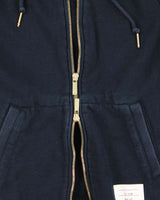 TB Thom Browne Navy Four Stripe Zip Up Hoodie - L