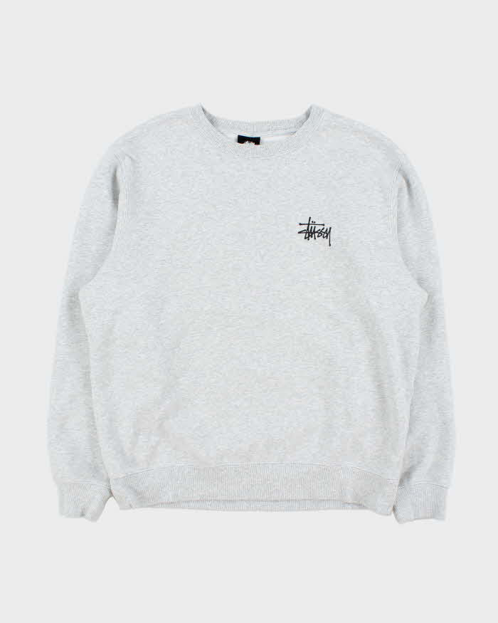Stussy Marl Grey Classic Logo Sweatshirt - M