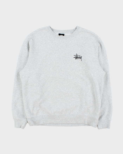 Stussy Marl Grey Classic Logo Sweatshirt - M