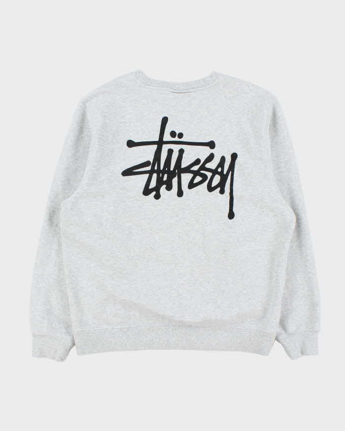 Stussy Marl Grey Classic Logo Sweatshirt - M