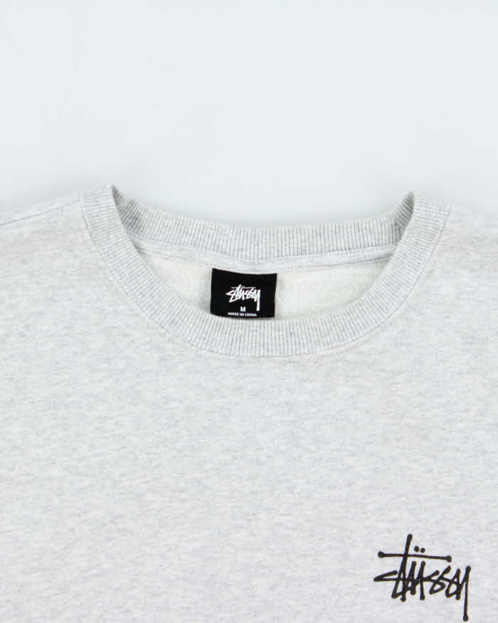 Stussy Marl Grey Classic Logo Sweatshirt - M