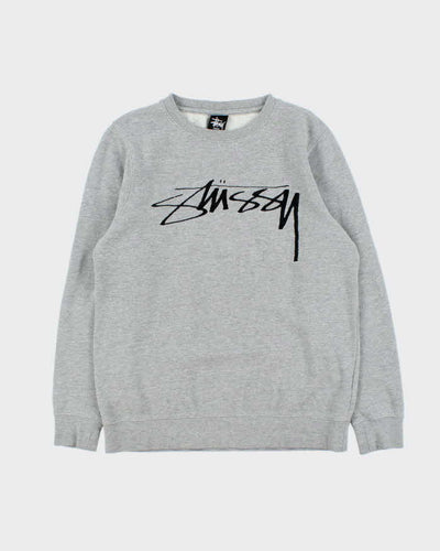 Stussy Grey Classic Embroidered Logo Sweatshirt - S