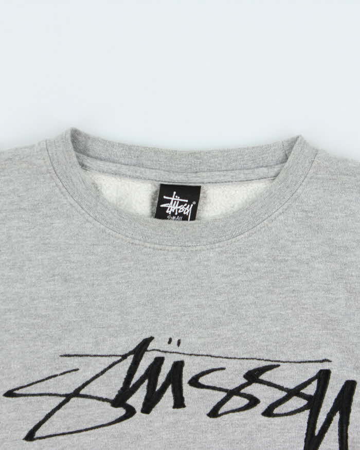 Stussy Grey Classic Embroidered Logo Sweatshirt - S
