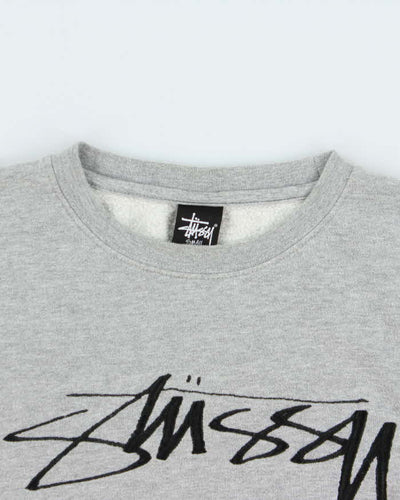 Stussy Grey Classic Embroidered Logo Sweatshirt - S