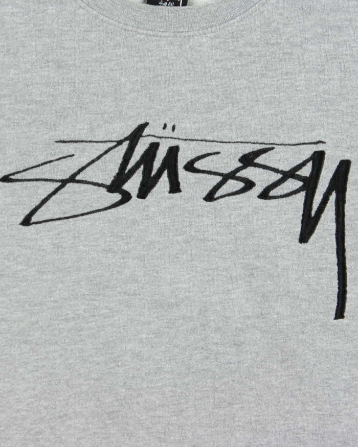 Stussy Grey Classic Embroidered Logo Sweatshirt - S