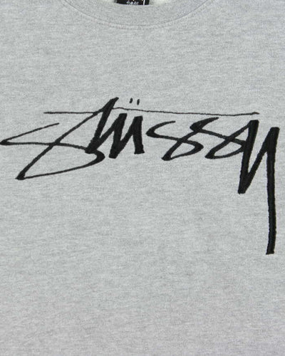 Stussy Grey Classic Embroidered Logo Sweatshirt - S