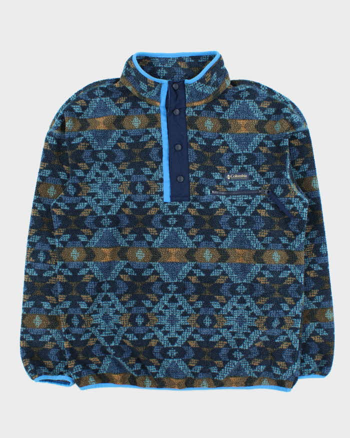 Columbia Blue Aztec Quarter-Button Fleece - L