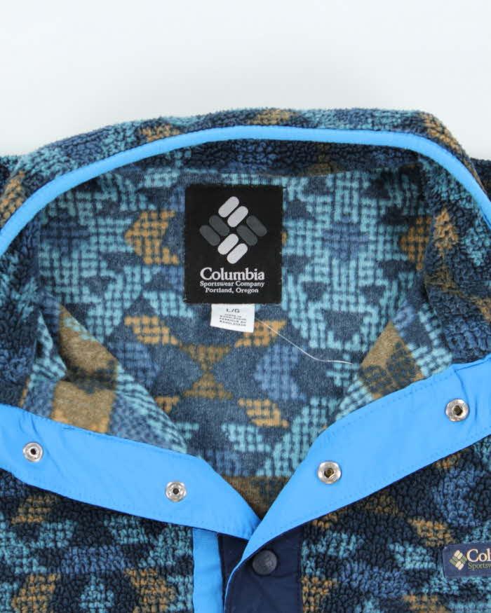 Columbia Blue Aztec Quarter-Button Fleece - L