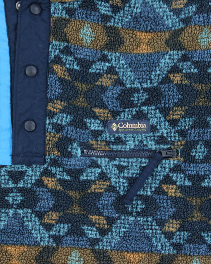 Columbia Blue Aztec Quarter-Button Fleece - L