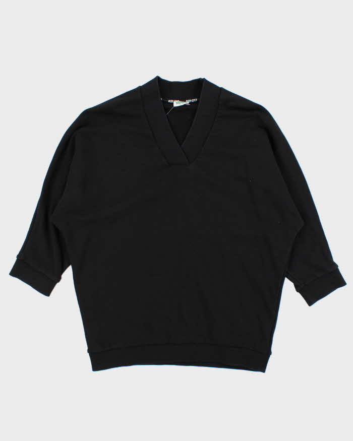 Kenzo Spell Out V-Neck 3/4 Sleeve Crewneck Sweatshirt - M