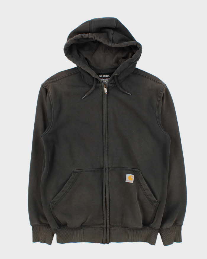 Carhartt Grey Rain Defender Faded Zip-Up Oversized Hoodie - S