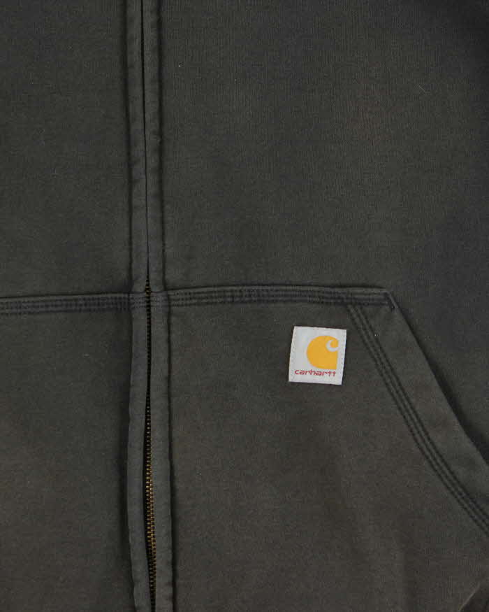 Carhartt Grey Rain Defender Faded Zip-Up Oversized Hoodie - S