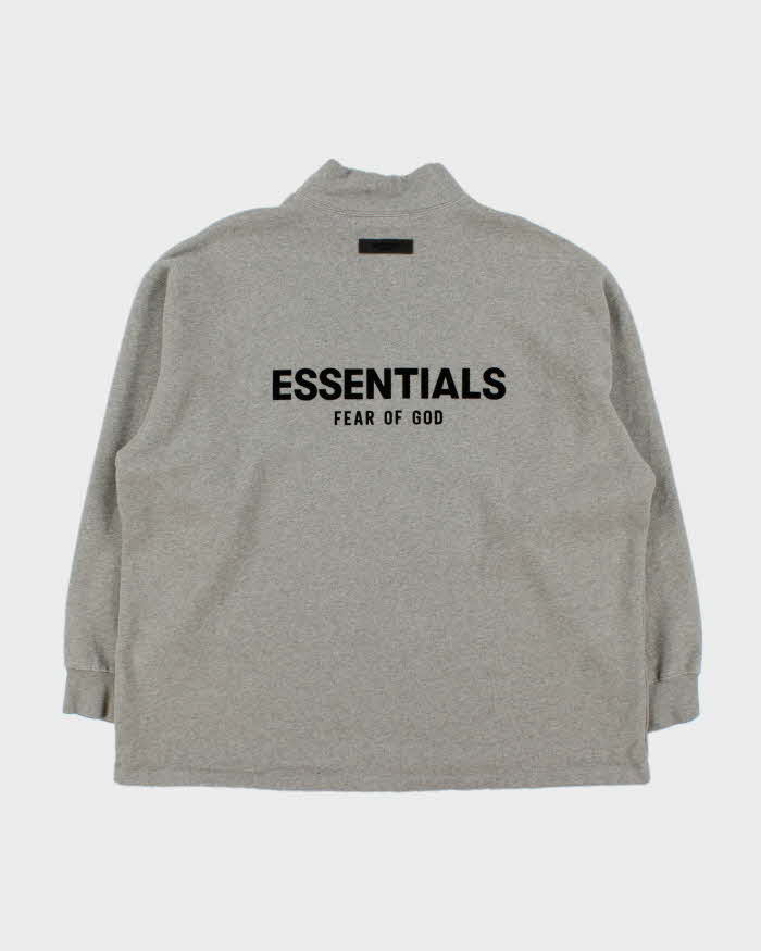 Essentials Fear Of God Grey High Neck Oversized Sweatshirt - M