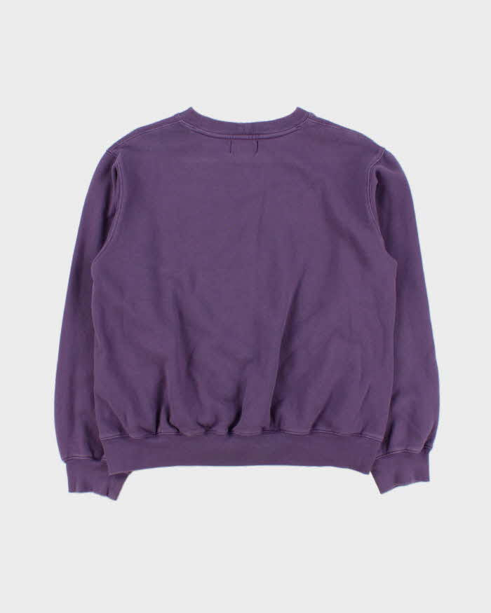 Vintage Stussy Upside Down Logo Purple Crewneck Sweatshirt - S