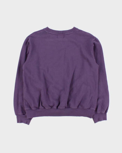 Vintage Stussy Upside Down Logo Purple Crewneck Sweatshirt - S