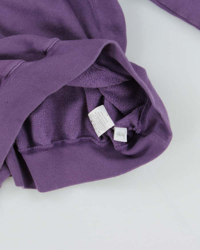 Vintage Stussy Upside Down Logo Purple Crewneck Sweatshirt - S