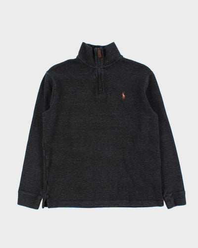 Vintage Polo Ralph Lauren Grey Classic Quarter-Zip Sweatshirt - S