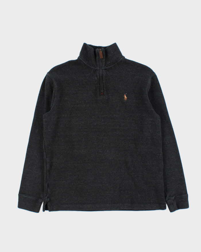 Vintage Polo Ralph Lauren Grey Classic Quarter-Zip Sweatshirt - S