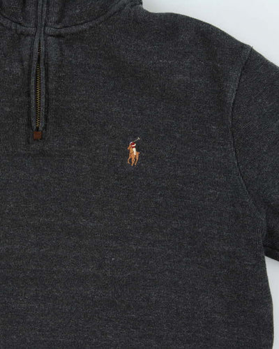 Vintage Polo Ralph Lauren Grey Classic Quarter-Zip Sweatshirt - S