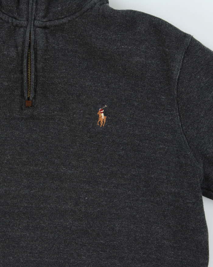 Vintage Polo Ralph Lauren Grey Classic Quarter-Zip Sweatshirt - S