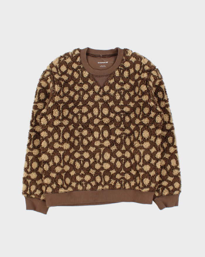 Coach Signature Fluffy Sherpa Crewneck Sweatshirt - XS