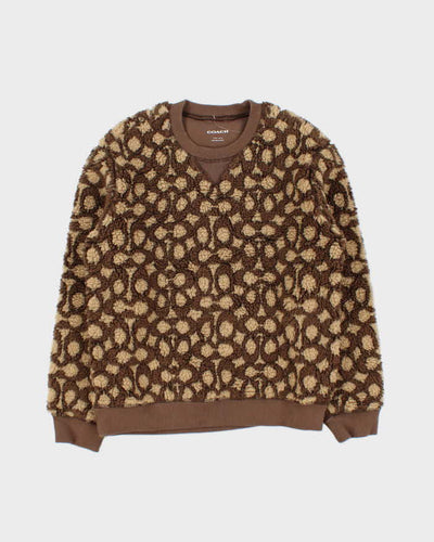 Coach Signature Fluffy Sherpa Crewneck Sweatshirt - XS