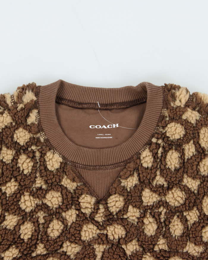 Coach Signature Fluffy Sherpa Crewneck Sweatshirt - XS
