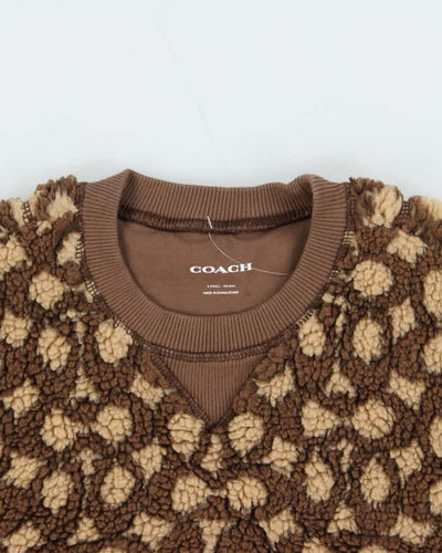 Coach Signature Fluffy Sherpa Crewneck Sweatshirt - XS