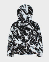 Helmut Lang Patterned Black &amp; White Biker Zip Hooded Sweatshirt - S