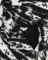 Helmut Lang Patterned Black &amp; White Biker Zip Hooded Sweatshirt - S