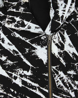 Helmut Lang Patterned Black &amp; White Biker Zip Hooded Sweatshirt - S
