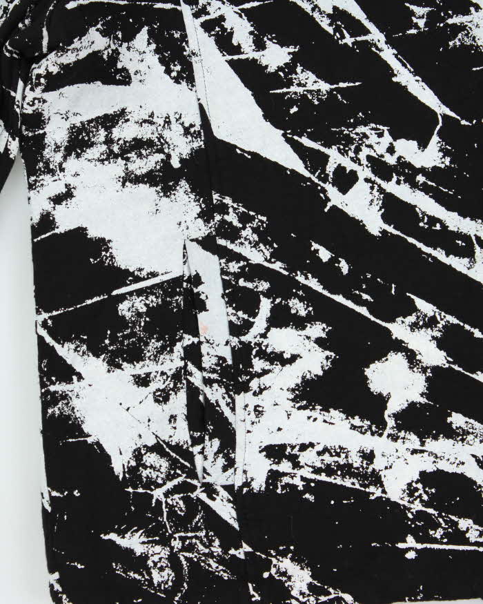 Helmut Lang Patterned Black &amp; White Biker Zip Hooded Sweatshirt - S