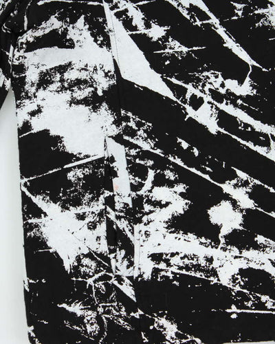 Helmut Lang Patterned Black & White Biker Zip Hooded Sweatshirt - S