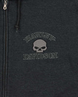 Vintage Harley Davidson Skull Embroidered Zip Up Hoodie - XL