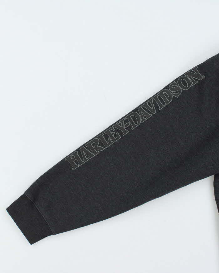 Vintage Harley Davidson Skull Embroidered Zip Up Hoodie - XL