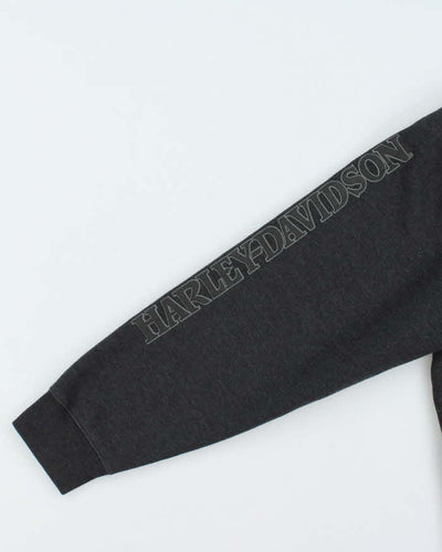 Vintage Harley Davidson Skull Embroidered Zip Up Hoodie - XL