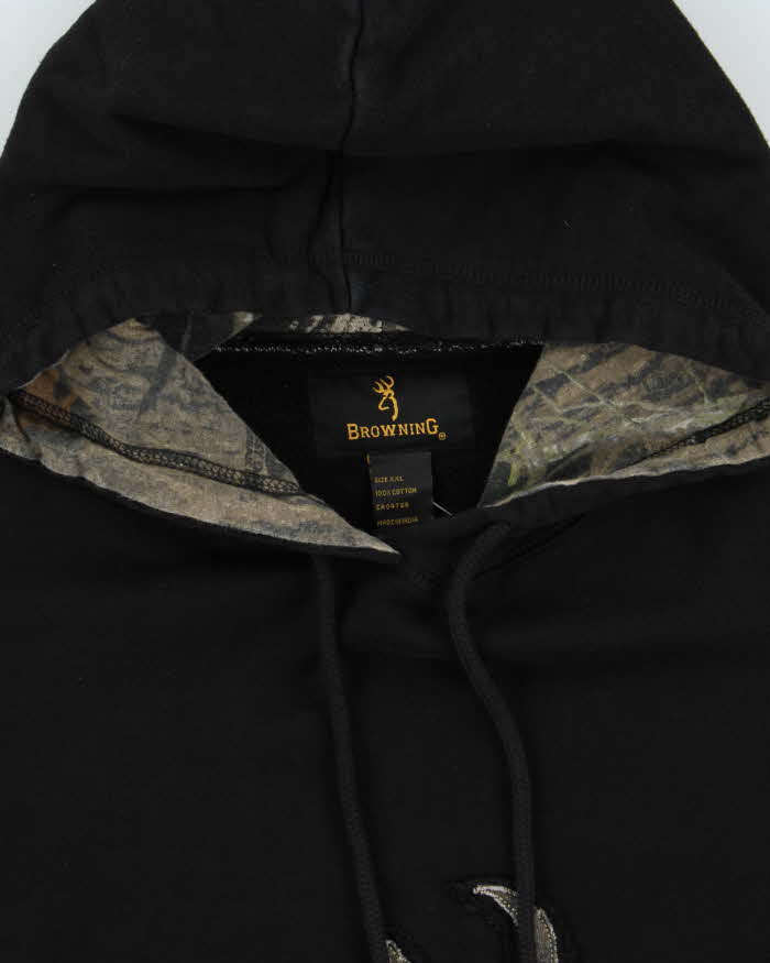 Vintage Y2K 00s Black Browning Camo Graphic Hoodie - XXL