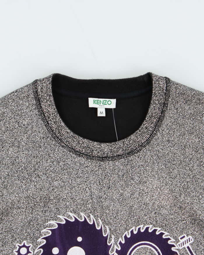 Vintage Kenzo Mechanic Metallic Glitter Crewneck Sweatshirt - M