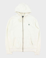 Vintage 00s Polo Ralph Lauren White Heavyweight Zip Up Hoodie - L