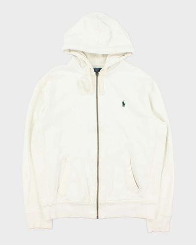 Vintage 00s Polo Ralph Lauren White Heavyweight Zip Up Hoodie - L