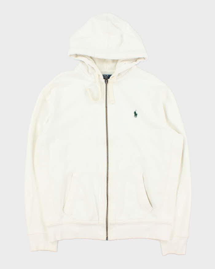 Vintage 00s Polo Ralph Lauren White Heavyweight Zip Up Hoodie - L