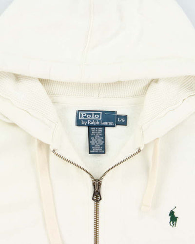 Vintage 00s Polo Ralph Lauren White Heavyweight Zip Up Hoodie - L